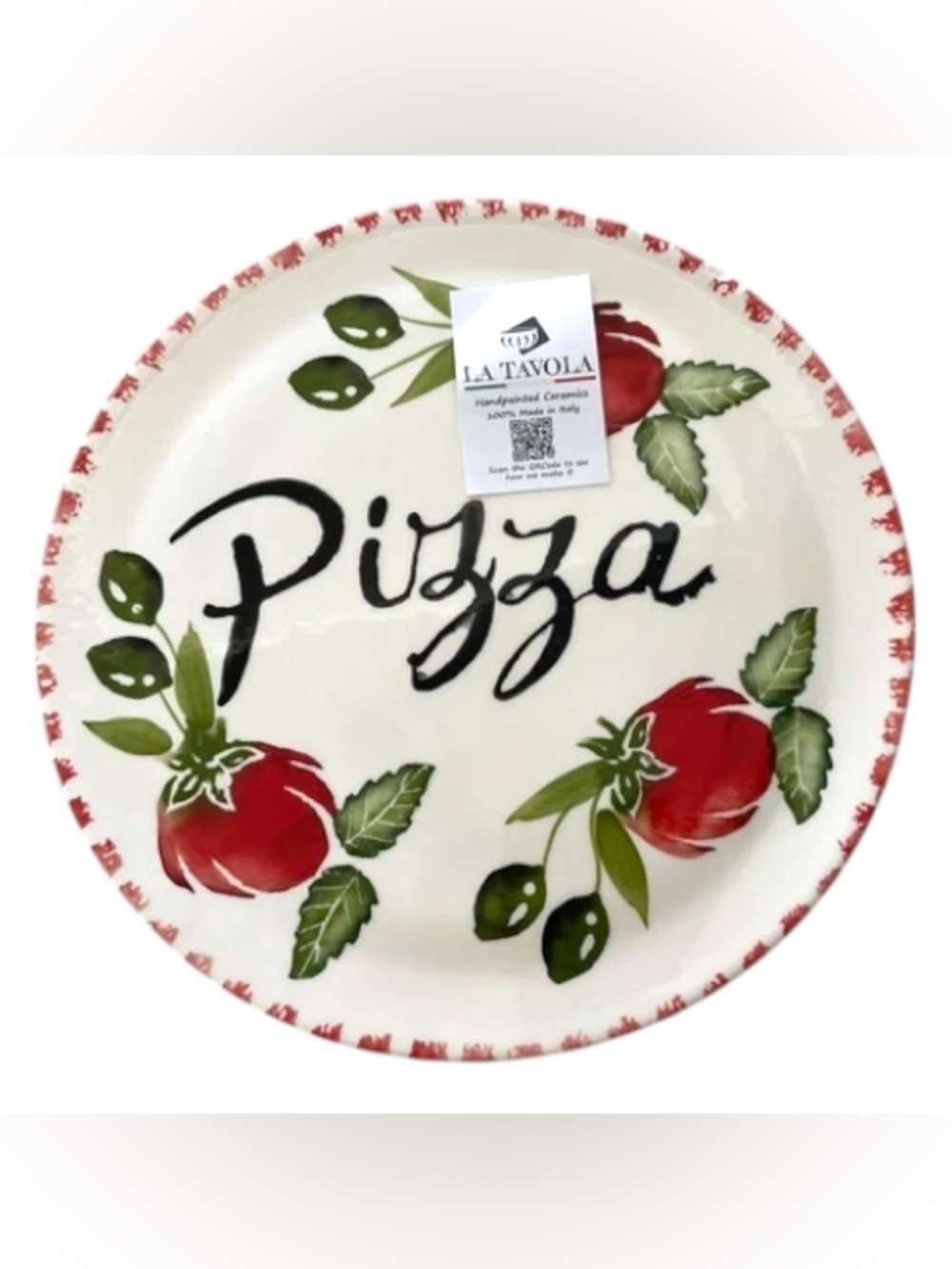 Ceramic Pizza Serving Platter Hand Painted In Italy 13” Italian Dish Plate NWT
